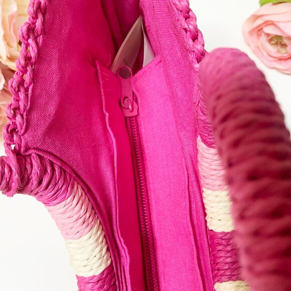 Kids Pink Striped Straw Bag, Little Girl Bag - Picture 5 of 5